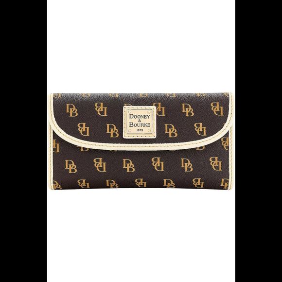 Dooney & Bourke Gretta Continental Clutch w/ Colored Trim Brown/White